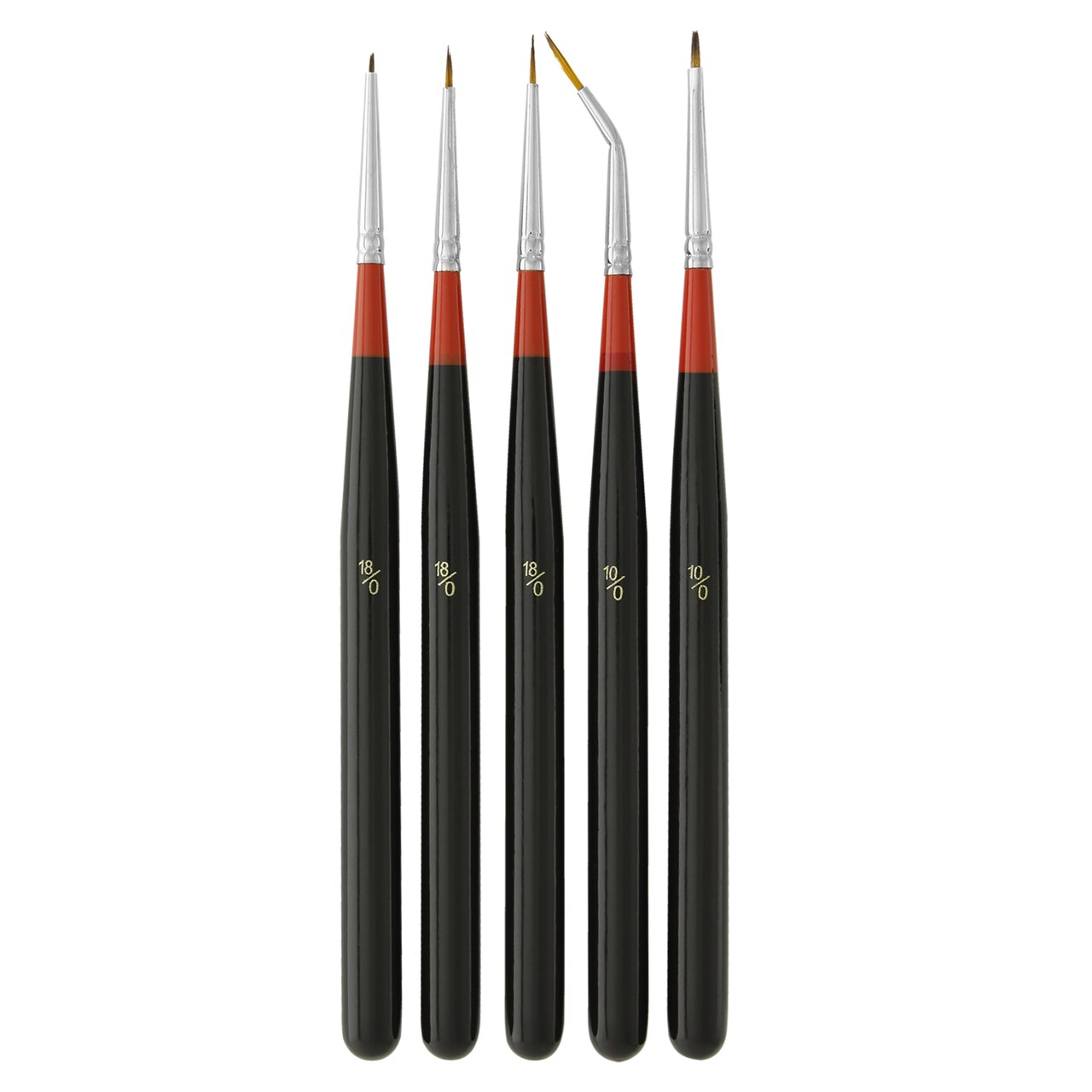 5 Piece Miniature Tight Spot Micro Fine Detail Art & Beauty Taklon Brush Set with Wood Handles